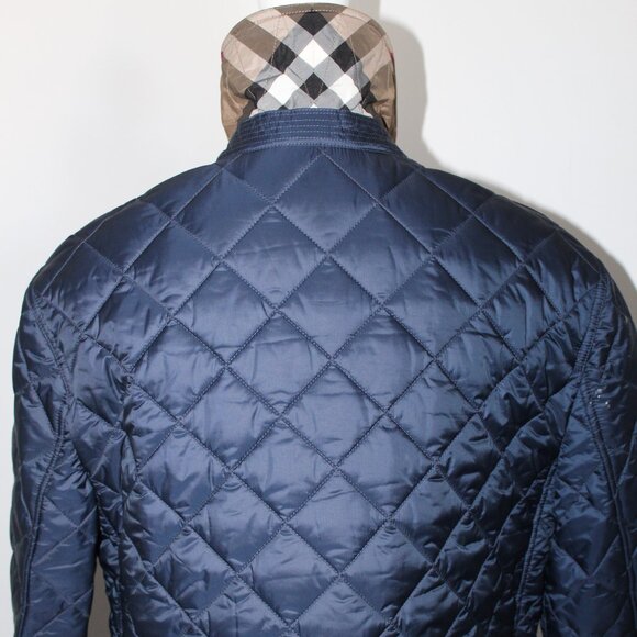 NWT Burberry Dalry Navy Quilted Nova Check Plaid Lined Snap Front Jacket Coat M - Picture 10 of 12